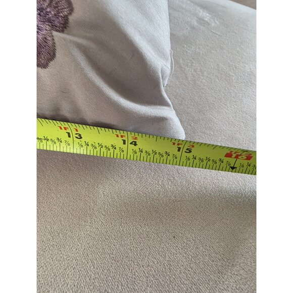 Floral Embroidered Throw Pillow Beige & Purple 15"x12" - Picture 5 of 6